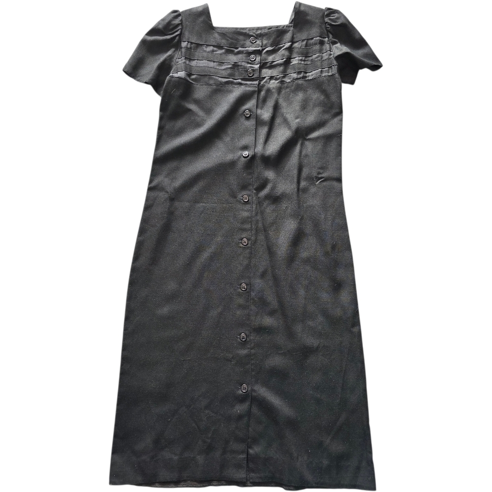 Albert Nipon x Saks Fifth Avenue Vintage Black Midi Dress - Silk/Linen - Size 4 - Picture 3 of 7